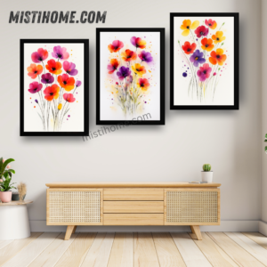 Glass-Protected Framed Wall Art – 3 Piece "22"